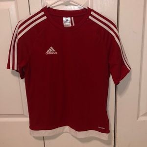 red adidas shirt